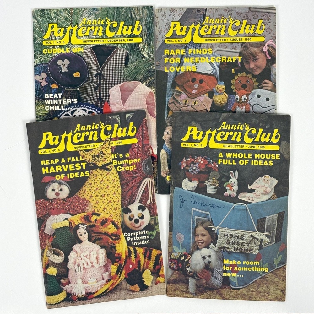 Annies Pattern Club 1980 Vol 1 Lot 3-6 Vintage Crochet Needlecraft Pattern
